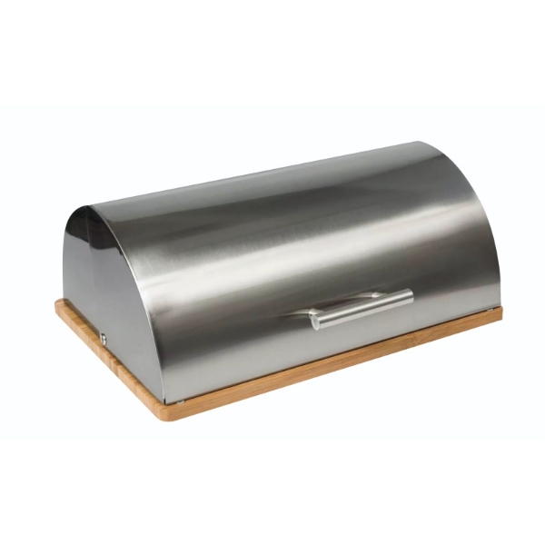 Picture of Stainless Steel Bread Bin with Wooden Base