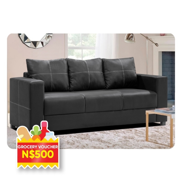 Picture of Phillip 3 Seater Couch Black + 500 Voucher