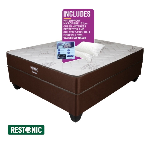 Picture of Restonic Tasman 152cm Firm Base Set + Matt Protec + 2 Pillow